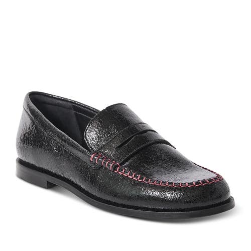 Free People Blanket Stitch Penny Loafers Women 8.5M Black Leather Shoes Hawk2735