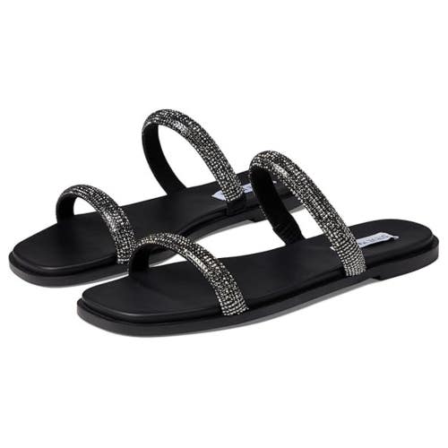 Steve Madden Orita Sandals Womens Black Square Toe Slip On Comfort Slide HTAT411
