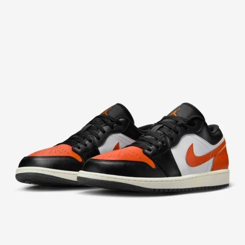 Nike Jordan 1 Low 553558-081 Sneakers Men 8 Black Leather Lifestyle Shoes MEW830