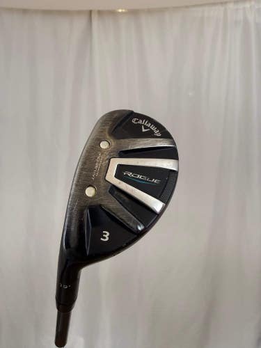 Callaway Rogue 3 Hybrid 19 Synergy Stiff Flex Lefty 40.5 +HC NICE