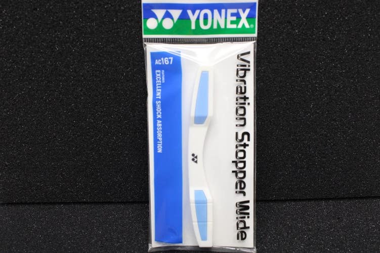 *NEW* YONEX VIBRATION STOPPER WIDE "WHITE/BLUE" TENNIS RACQUET DAMPENER. #AC167