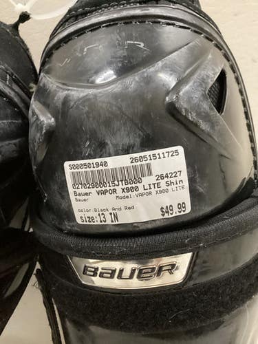 Used Bauer VAPOR X900 LITE Senior Shin Guards Black And Red 13" 11725-S000501940