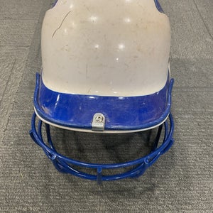 Used Adidas TRILOGY FP HELMET Batting Helmet w/Mask White And Royal Blue L/XL 11614-S000236672