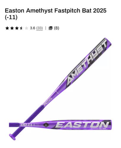2025 Easton Amethyst Alloy Bat (-11) 22 oz 33" (New)