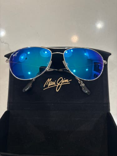 Maui Jim BABY BEACH Silver POLARIZED Blue Mirror Lens Sunglass B245-17 (5618120)