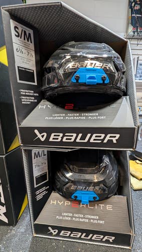 New Bauer Hyperlite2 Helmet available in S/M and M/L, Colors Black.