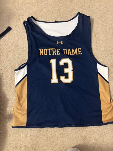 Notre Dame Lacrosse Blue Large Adult Unisex Under Armour Jersey (Used)