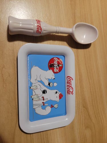 Coca Cola Tray and Ice Cream Scooper Vintage