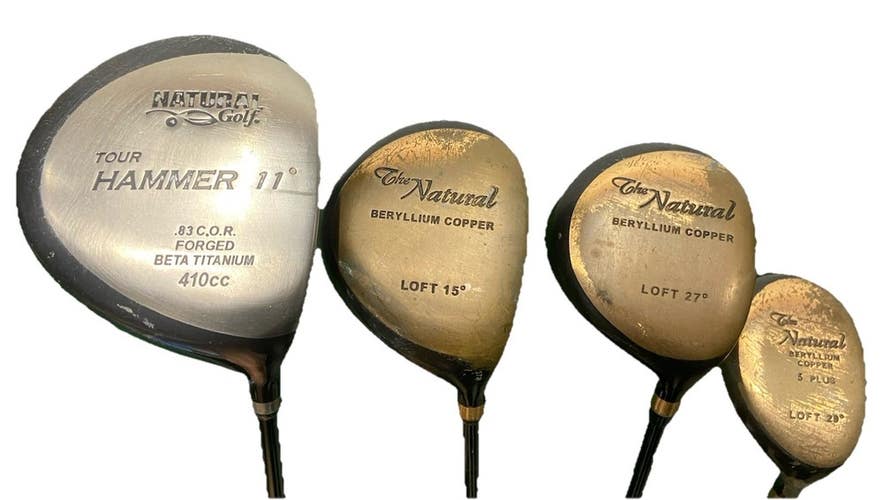 Natural Golf BeCu Wood Set Tour Hammer 11* Driver, 3w,9w,5h RH Regular Graphite