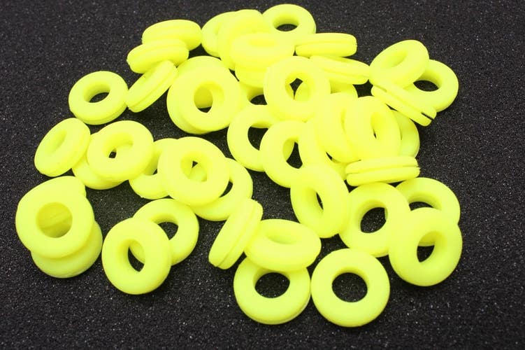 SET OF 2X: "O-RING" TYPE TENNIS RACQUET VIBRATION DAMPENERS (OPTIC YELLOW)