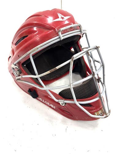 Used All-Star RAC010 7 7 1/2 Catchers Helmet w/Mask Red One Size 11860-S000309113