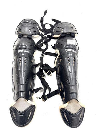 Used Wilson WTA4601  15 1/2 Catchers Leg Guards Black Adult 11860-S000309112
