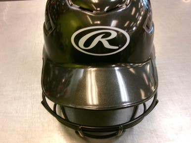 Used Rawlings HELMET Batting Helmet w/Mask Black MD 11339-S000202215
