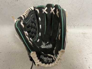 Used Rawlings WFP115MT RH Throw Fastpitch Gloves Black And Sky Blue 11 1/2" 11855-S000203710
