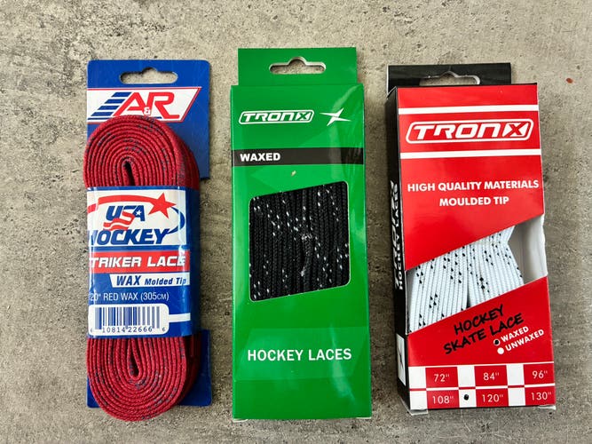 Three Pairs Wax Black Laces, 120” New