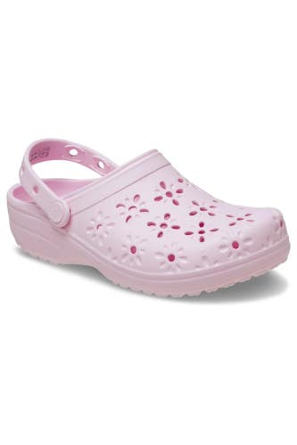 Crocs Classic 210927-6ZW Clogs Men's 9 Pink Floral Cut-Out Casual Shoes JAX1389