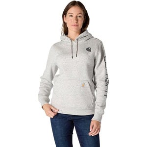 Carhartt Iconic Clarksburg Hoodie Womens Gray Graphic Fleece Long Sleeve JAX1418