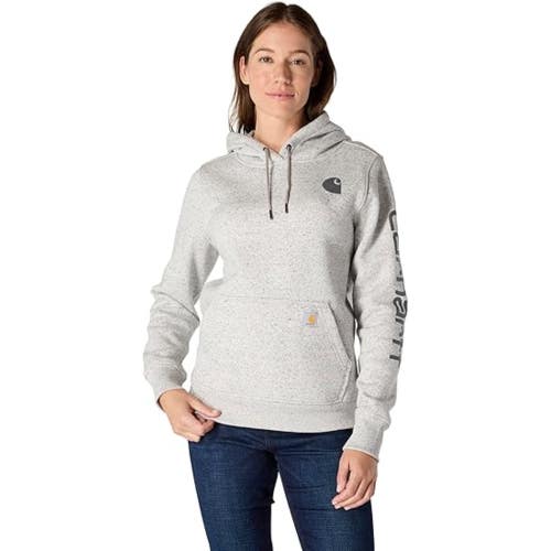 Carhartt Iconic Clarksburg Hoodie Womens Gray Graphic Fleece Long Sleeve JAX1418