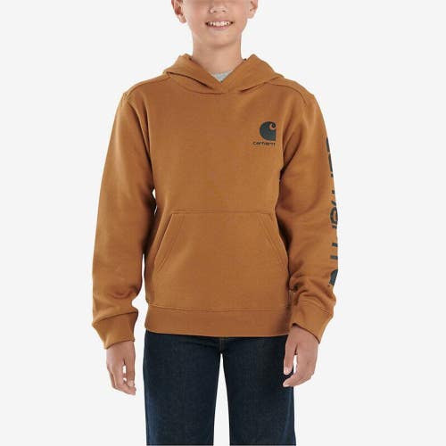 Carhartt Hoodie Boys Medium Brown Graphic Print Long Sleeve Midweight POSH174