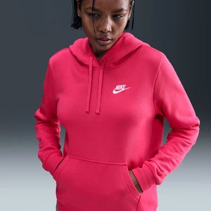 Nike Sportswear Club Fleece Hoodie Women's XS Rush Pink Cotton Pullover JAX1367
