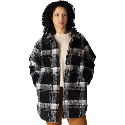 Carhartt Coat Women's XL Black White Plaid Fleece Loose Fit Button Front JAX1399