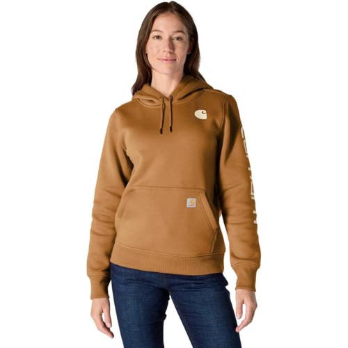Carhartt Hoodie Women Small Brown Relaxed Fit Midweight Kangaroo Pockets POSH175