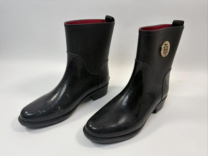 Tommy Hilfiger Black Kippa Waterproof Rain Boots, Women's Size 8