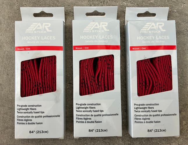 Three Pairs Wax Red Laces, 84” New