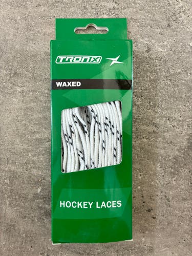 One Pair Waxed White Hockey Laces, 72” New