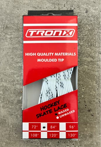 One Pair Waxed White Hockey Laces, 72” New