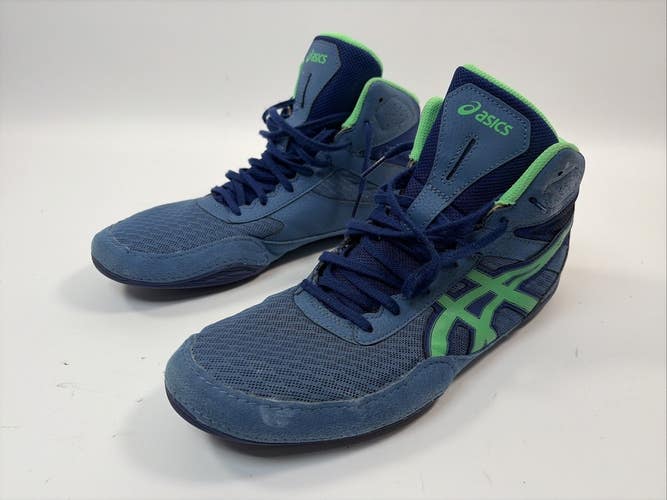 Asics Matflex 6 Wrestling Shoes, Blue/Green, Size 11