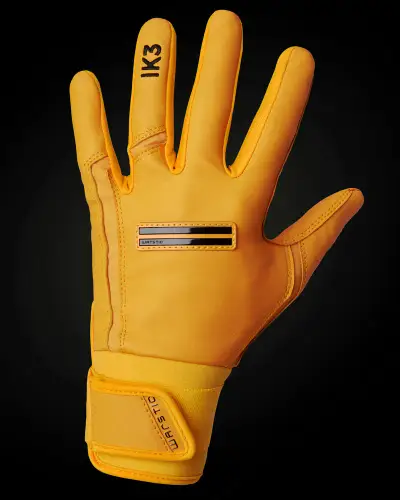 WARSTIC SMALL IK3 PRO CABRETTA LONG CUFF BATTING GLOVES "ATHLETIC GOLD" (New)