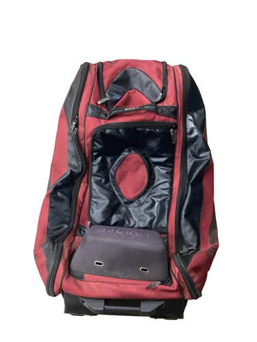 Used Bownet WHEELED CATCHERS BAG BB/SB Player Wheeled Bag Black And Wine Red 11760-S000091829