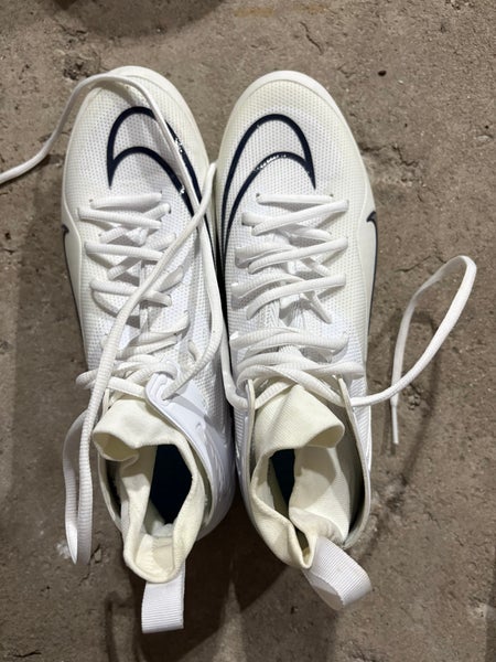 White Men's Size M 10.5 (W 11.5) Adult Nike Alpha Huarache 8 Elite High Top (Used)
