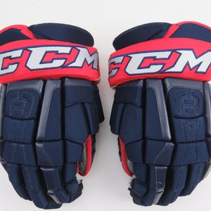 CCM U+CL Crazy Light Columbus Blue Jackets NHL Pro Stock Hockey Gloves Navy 14"