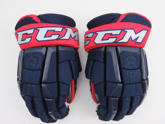 CCM U+CL Crazy Light Columbus Blue Jackets NHL Pro Stock Hockey Gloves Navy 14"
