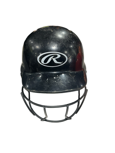Used Rawlings BLK SZ 6 1/4-6 7/8 Batting Helmet w/Mask Black One Size 11834-S000050781