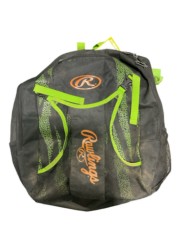 Used Rawlings GREEN/ORANGE BACKPACK BB/SB Player Backpack Black 11834-S000050852
