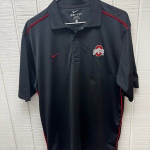 Nike Men’s Medium Ohio State Buckeyes Black Polo Shirt Dri-Fit Sportswear Casual