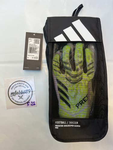 NEW Adidas Predator Pro Goalkeeper Gloves - Lucid Lemon (JJ3532) - Size 6 - BRAND NEW