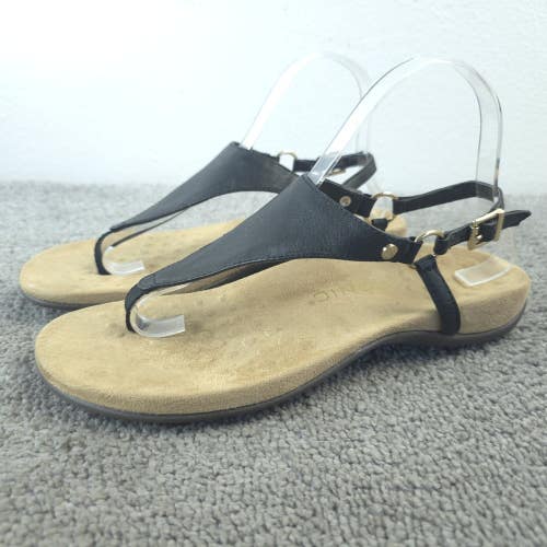 Vionic Kirra Sandals Womens Size 8 Shoes Black Leather Strappy Orthotic