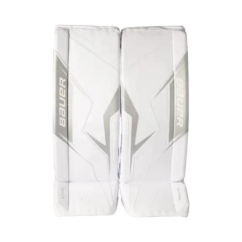 New Bauer SV-Pro Junior Medium Goalie Leg Pads - White/Silver (1065203)