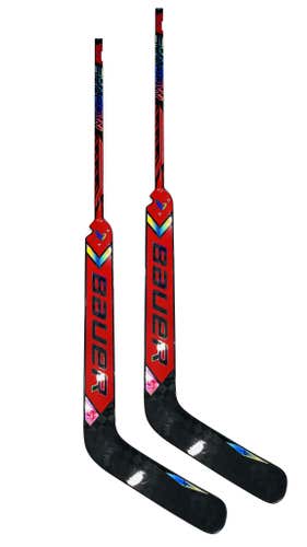 (2-Pack) Senior LH Red and Black Bauer Supreme Shadow Goalie Stick 26" Paddle Pro Stock (New)