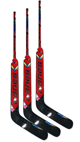 (3-Pack) Senior LH Red and Black Bauer Supreme Shadow Goalie Stick 26" Paddle Pro Stock (New)