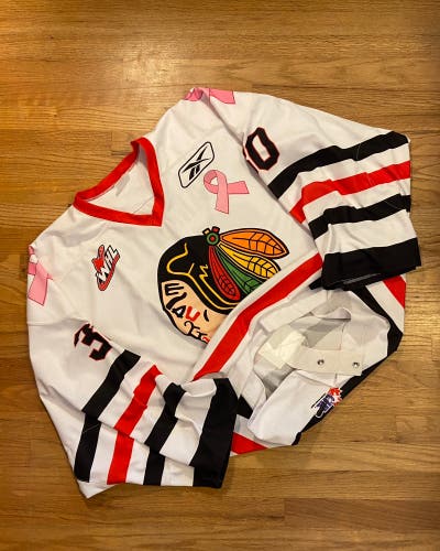 Vintage Portland Winterhawks Pre-Game Worn Breast Cancer Awareness Hockey Jersey