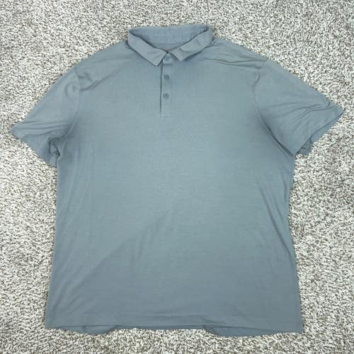 Lululemon Polo Shirt Mens XL Gray Solid Jersey Knit Casual Basic Top Golf Sport