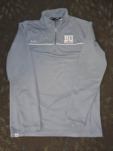 Boston University Terriers Hockey Player Worn 1/4 Zip Pulloverl Large