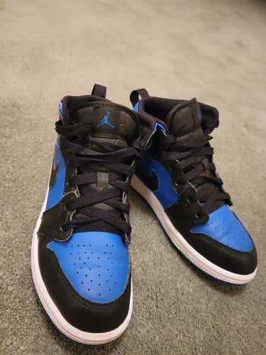 Nike Jordan 1 Mid "Black Royal Blue" Kid's 1Y (Big Kids / Youth) Air Jordan Shoes