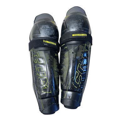 Used CCM TACKS XF80 Senior Shin Guards Black And Optic Yellow 16" 11835-S000208436