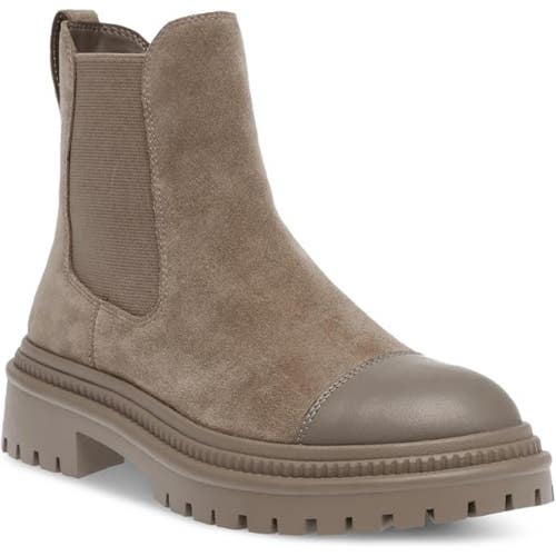 Steve Madden Mayslie Boots Women's 8 Taupe Suede Lug Sole Chelsea Bootie RHS6885